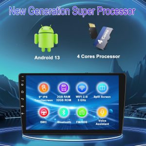 Car Stereo Radio for BMW Mini Cooper Countryman Paceman 2010-2016, 9" Touchscreen Android 13 Car Radio with Wireless CarPlay Android Auto GPS Navigation WiFi Bluetooth SWC Backup Camera Mic