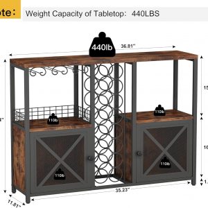 Homeiju Mini Bares para el Hogar, Gabinete de Bar de Café de Madera, Gabinete Moderno de Licores para Licores y Copas, Gabinete de Vino Buffet Estilo Granja con Aparador de Almacenamiento para Hogar