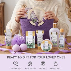 Spa Luxetique Gift Baskets for Women, Spa Gifts for Women - 10pcs Lavender Bath and Body Sets with Body Lotion, Bubble Bath, Relaxing Spa Sets, Birthday Mothers Day Gifts for Mom
