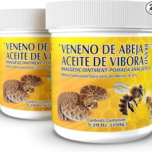 Veneno De Abeja, Aceite Vibora Ointment Analgesic Ointment Topical Pain Relief, Reduce Inflammation Fresh Scent Unguent of 5.29 Oz Jars, (Pack of 2)