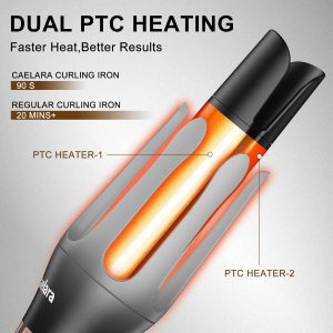 Automatic Curling Iron Beach Waves Curling Wand, Portable Hair Curler3 Temperatures Fast Heating, 2-Way Rotation, Anti-Scald, Anti-Tangle Rotating 30 Million Ionic Ceramic Coating (Black)