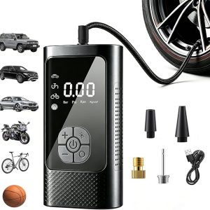 Cordless Tire Inflator Portable Air Pump - Car & Motorcycle Accessories, Dual-Pump, 1s Fast Inflation, 150PSI, Auto-Stop, Pressure Monitor, 5 Modes, LED Light
