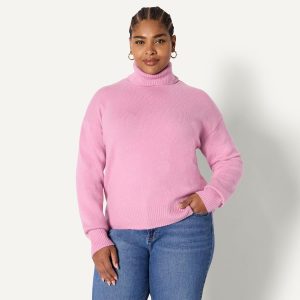 Amazon Essentials Women's Relaxed-Fit Cotton Blend Turtleneck Pullover Sweater