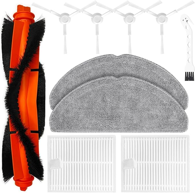 Kit de accesorios para aspiradora robot Xiaomi S20, 1 cepillo principal, 2 filtros HEPA, 4 cepillos laterales, 2 almohadillas de trapeador, 1 herramienta de limpieza, piezas de repuesto accesorios de