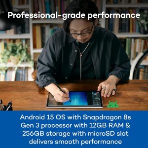 Wacom MovinkPad Pro 14, Android Mobile Drawing Tablet, 14" OLED No Computer Needed, Battery-Free Slim Pro Pen 3, 12GB RAM/256GB Storage, Anti-Glare Matte Screen, All-In-One Portable Digital Art Tablet