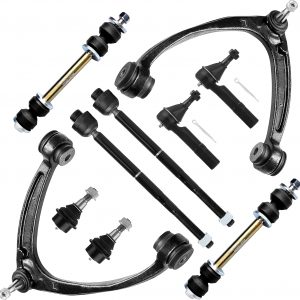 SCITOO Kit de suspensión delantera, brazo de control superior, extremos de barra de acoplamiento, enlaces de barra estabilizadora, rótulas inferiores, ajuste 2007-2013 para Chevy Silverado 1500