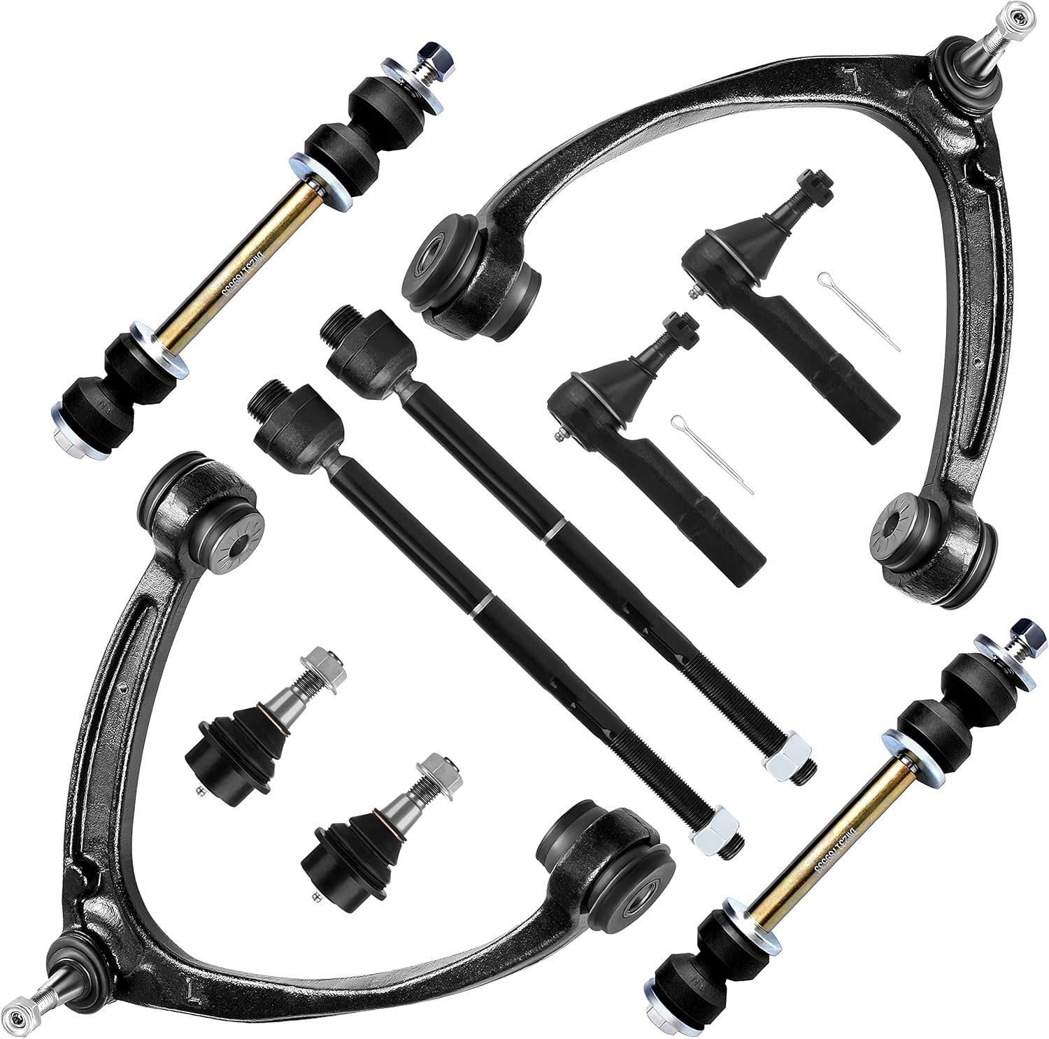 SCITOO Kit de suspensión delantera, brazo de control superior, extremos de barra de acoplamiento, enlaces de barra estabilizadora, rótulas inferiores, ajuste 2007-2013 para Chevy Silverado 1500