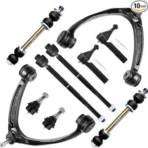 SCITOO Kit de suspensión delantera, brazo de control superior, extremos de barra de acoplamiento, enlaces de barra estabilizadora, rótulas inferiores, ajuste 2007-2013 para Chevy Silverado 1500