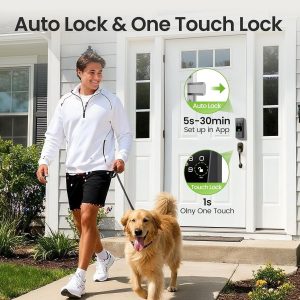 GHome Smart WiFi Deadbolt Locks for Front Door, 5-in-1 Fingerprint Keyless Entry Door Lock, Indoor Smart Lock for Home Hotel with 10000mAh Battery,Work with Alexa & Hey Google, App Control, Auto Lock