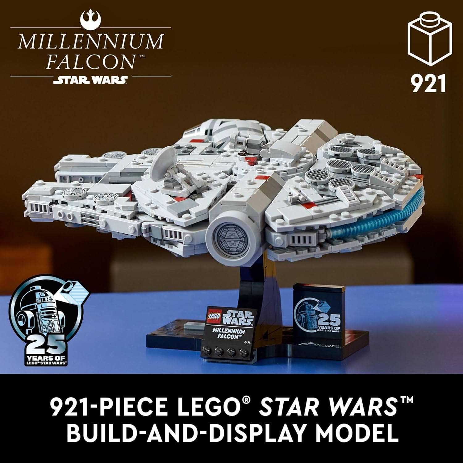 LEGO Star Wars Millennium Falcon A New Hope modelo coleccionable del 25 aniversario – Juegos de construcción de bricolaje para adultos, hombres y mujeres, a partir de 18 años – Viene con soporte de exhibición – Regalo de Star Wars – 75375
