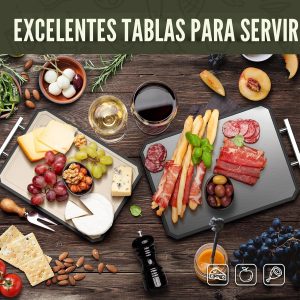 SNOWCLAD Tabla de cortar de acero inoxidable, juego de tablas de cortar de acero de doble cara para cocina, acero inoxidable/paja de trigo, PP grande para carne, apta para lavavajillas [16 x 11 + 12 x