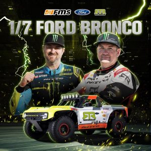 FMS 1/7 Ford Bronco RTR EB Fast RC Truck – Licensed by Ford & RTR Vehicles, 80km/h Short Course Truck, 4WD Brushless RC Car, CNC Metal Parts, Off-Road Rock Crawler 4x4 for Adults (2024 paint scheme)