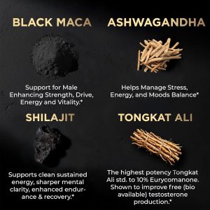 ULTRA MALE® Premium Testosterone Booster for Men w. 100:1 Shilajit, 40:1 Black Maca, Ashwagandha 25%, Tongkat Ali 10% - Clinical Strength Male Enhancing Testosterone Supplement for Men Health Libido+