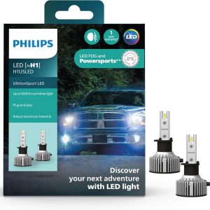 Philips UltinonSport H1 LED Bulb for Fog Light and Powersports Headlights, 2 Pack