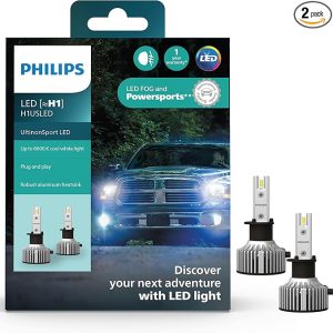 Philips UltinonSport H1 LED Bulb for Fog Light and Powersports Headlights, 2 Pack