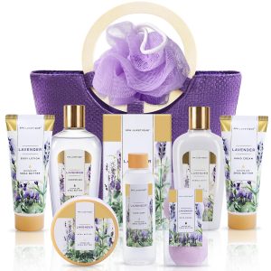 Spa Luxetique Gift Baskets for Women, Spa Gifts for Women - 10pcs Lavender Bath and Body Sets with Body Lotion, Bubble Bath, Relaxing Spa Sets, Birthday Mothers Day Gifts for Mom