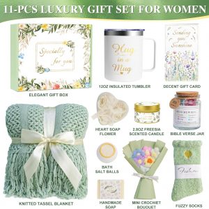 11 PCS Birthday Gifts for Women, Get Well Soon Gifts Baskets for Women Self Care Gifts, Spa Care Package After Surgery Thinking of You Sympathy Gift,Gift for Sick Friends Mom w/Blanket