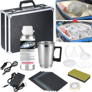 Headlight Restoration Kit, Car Headlight Polish Repair Renovation Kit with 200ML Repair Liquid for Repair Headlight Yellowing, Haze, Oxidation, Scrashes