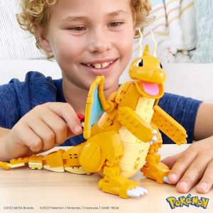 MEGA Figura de acción de Pokémon Juguetes de construcción para niños, Dragonite con 388 piezas y movimiento de aleteo de alas, Idea de regalo para niños a partir de 9 años