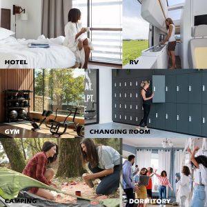 TABITORA Travel Luggage Organizer Hanging Packing Cubes Portable Hanging Shelves Carry on Closet for Suitcase with 2 Hooks,Collapsible(Purple,S)