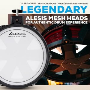 Alesis Nitro Pro Electric Drum Set with Dual-Zone Quiet Mesh Pads, 500+ Authentic BFD Sounds, Bluetooth, Drumeo, USB MIDI, Double Kick Compatible