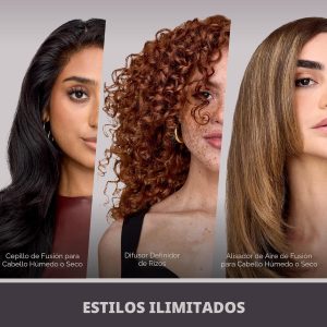 Shark FlexFusion - Plancha de pelo y potente secador de pelo con cepillo de pelo Fusion, moldeador de aire de cerámica con rizadores y concentrador de envoltura automática, placas de cerámica, rubor cósmico HD641S