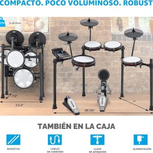 Alesis Nitro Max Kit - Juego de batería eléctrica con almohadillas de malla silenciosas, caja de doble zona de 10 pulgadas, Bluetooth, más de 440 sonidos auténticos, Drumeo, USB MIDI, pedal de patada