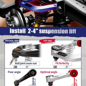 KSP Front Upper Control Arm For Toyota 4Runner 2003-2023, 2-4" Adjustable Front Aluminum Control Arm for 2006-2016 FJ Cruiser 2003-2022 Land Cruiser Lexus GX, One-piece Aftermarket Forged UCA