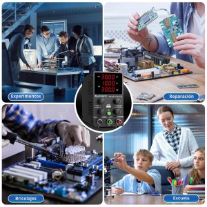 Fuente de alimentación de CC variable, 0-30V 0-10A Fuente de alimentación de banco regulada de CC con pantalla LED de 4 dígitos de alta precisión, puerto USB de 5 V/2 A, ajuste grueso y fino SPS-3010