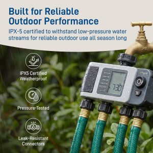 Orbit 24639 B-hyve XD Temporizador de riego de manguera inteligente de 4 puertos con concentrador Wi-Fi