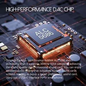 Hi-Res Lossless USB C to 3.5mm Audio Adapter Soundcard, 32bit/384Khz Audio Decoding Transceiver, Supports Wire Control, Microphone, Cellphone Headphone DAC for MacBook, Surface, Sony, and More