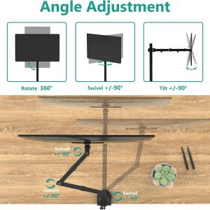 WALI Monitor Arm Mount for Desk, Single Extra Tall Computer Desk Mount, Monitor Bracket Mount Stand Single, up to 32 inch, 22 lbs (M001XL), Black