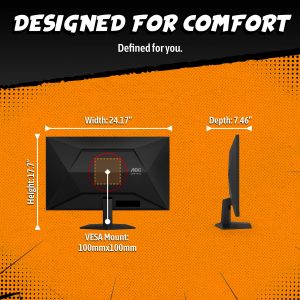 AOC Gaming Q27G41ZE - Monitor de juegos de 27 pulgadas QHD IPS 2560x1440, 240Hz 0.3ms MPRT, sin marco en 3 lados, 1x HDMI 2.0, 1x Display Port, compatible con G-Sync, HDR, 3 años sin punto brillante