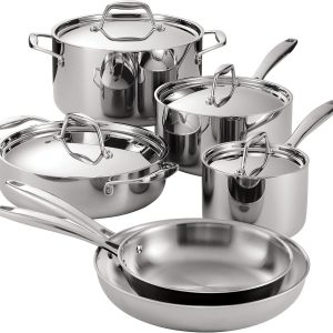 Tramontina Signature Tri-Ply Clad Stainless Steel 10-Piece Cookware Set with Lids, Pots and Pans Kitchen Set, Induction-Ready, Dishwasher-Safe, NSF-Certified, Made in Brazil