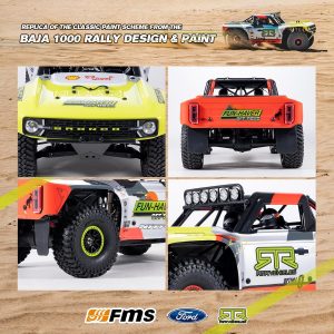 FMS 1/7 Ford Bronco RTR EB Fast RC Truck – Licensed by Ford & RTR Vehicles, 80km/h Short Course Truck, 4WD Brushless RC Car, CNC Metal Parts, Off-Road Rock Crawler 4x4 for Adults (2024 paint scheme)