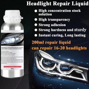 Headlight Restoration Kit, Car Headlight Polish Repair Renovation Kit with 200ML Repair Liquid for Repair Headlight Yellowing, Haze, Oxidation, Scrashes