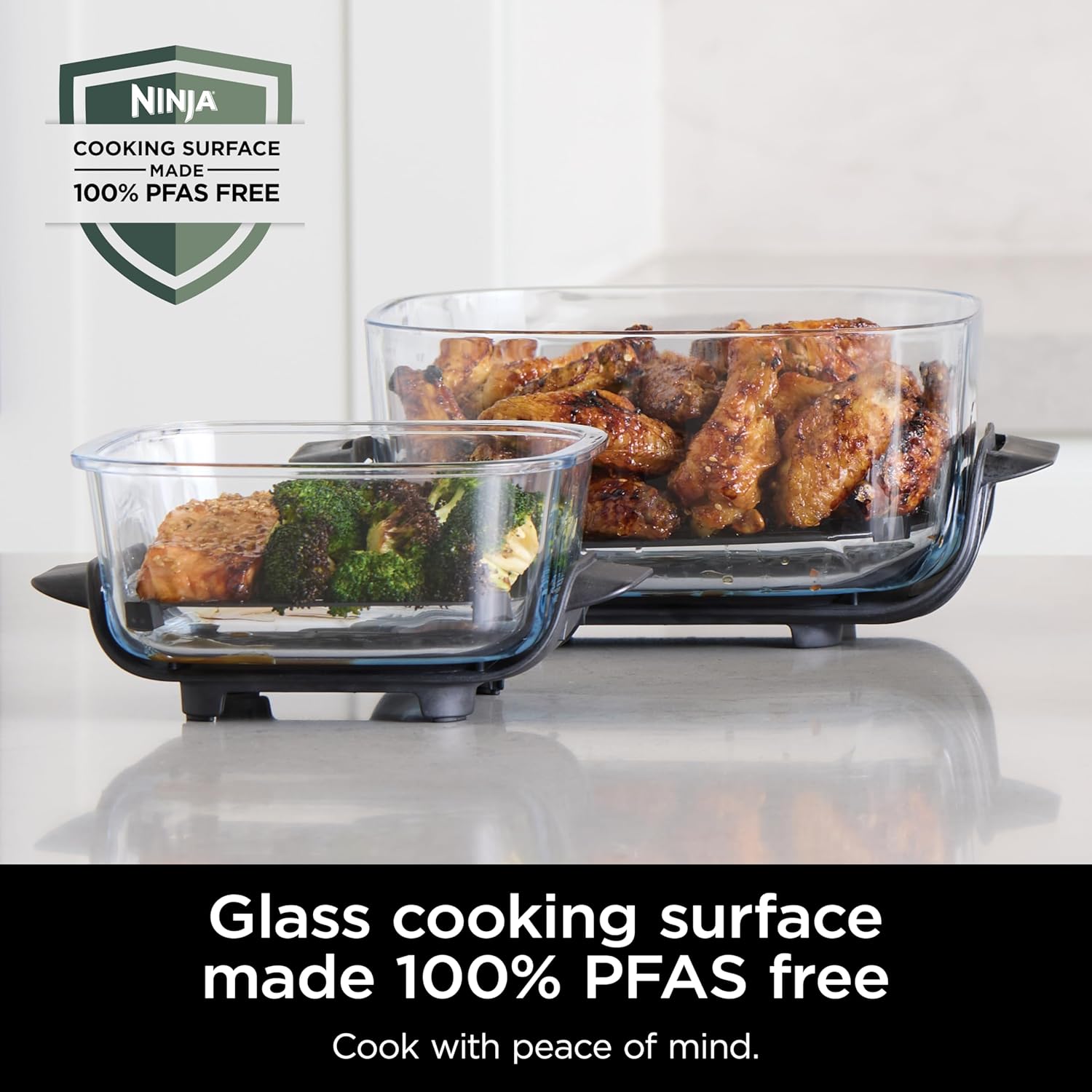 Ninja Crispi 5-in-1 Glass Air Fryer | 450°F, Nontoxic, 4QT & 6-Cup Containers & Lids | Microwave, Freezer, Dishwasher Safe | Max Crisp, Air Fry, Bake, Recrisp, Keep Warm | Brit. Racing Green, FN103BF