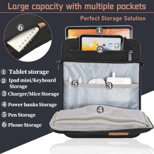 9-11 Inch Tablet Sleeve Bag, Padded Protective Travel Carrying Case for iPad A16 2025, iPad Air M4 11-inch 2026 M3 M2, iPad Pro M5/M4 11 inch, iPad 10/9/8/7th, Galaxy Tab A9+/S9/S8 11" | with shoulder Strap