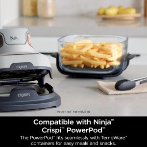 Ninja 2.5-QT CleanCrisp™ Glass Container with Storage lid, Compatible with Ninja Crispi Portable Cooking System, Microwave, Freezer & Dishwasher Safe, PFAS & PTFE Free Glass Cooking Surface, XSKSFNMED