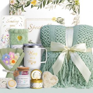 11 PCS Birthday Gifts for Women, Get Well Soon Gifts Baskets for Women Self Care Gifts, Spa Care Package After Surgery Thinking of You Sympathy Gift,Gift for Sick Friends Mom w/Blanket