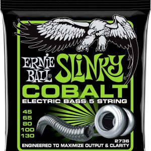 Ernie Ball Cuerdas de bajo Slinky regulares de 5 cuerdas cobalto, 45-130