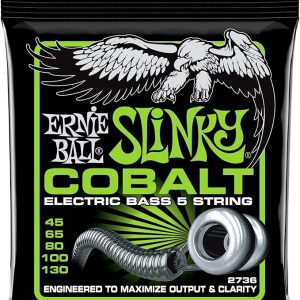 Ernie Ball Cuerdas de bajo Slinky regulares de 5 cuerdas cobalto, 45-130