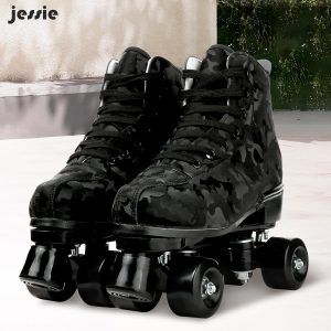 jessie Outdoor Roller Skates Women Adult with Light Up Wheels Black Quad Skating for Men Youth Boys Girls