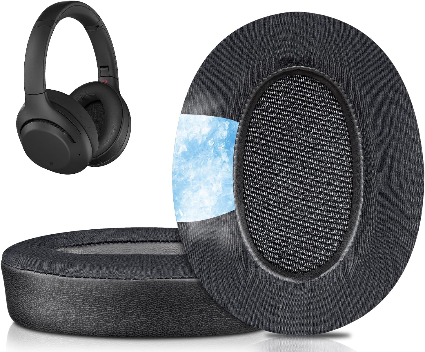 SOULWIT Cooling Gel Replacement Earpads for Sony WH-XB900N/WH-CH710N/WH-CH720N/WH-RF400/MDR-RF895RK Headphones, Ear Pads Cushions with High Density Foam - Black