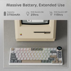 RK ROYAL KLUDGE N80 Low Profile Mechanical Keyboard w/Smart Display Screen & Knob, 75% Top Mount 3-Modes Wireless Mechanical Keyboard, Software Support, Massive Battery, 80 Keys, Tactile Brown Switch