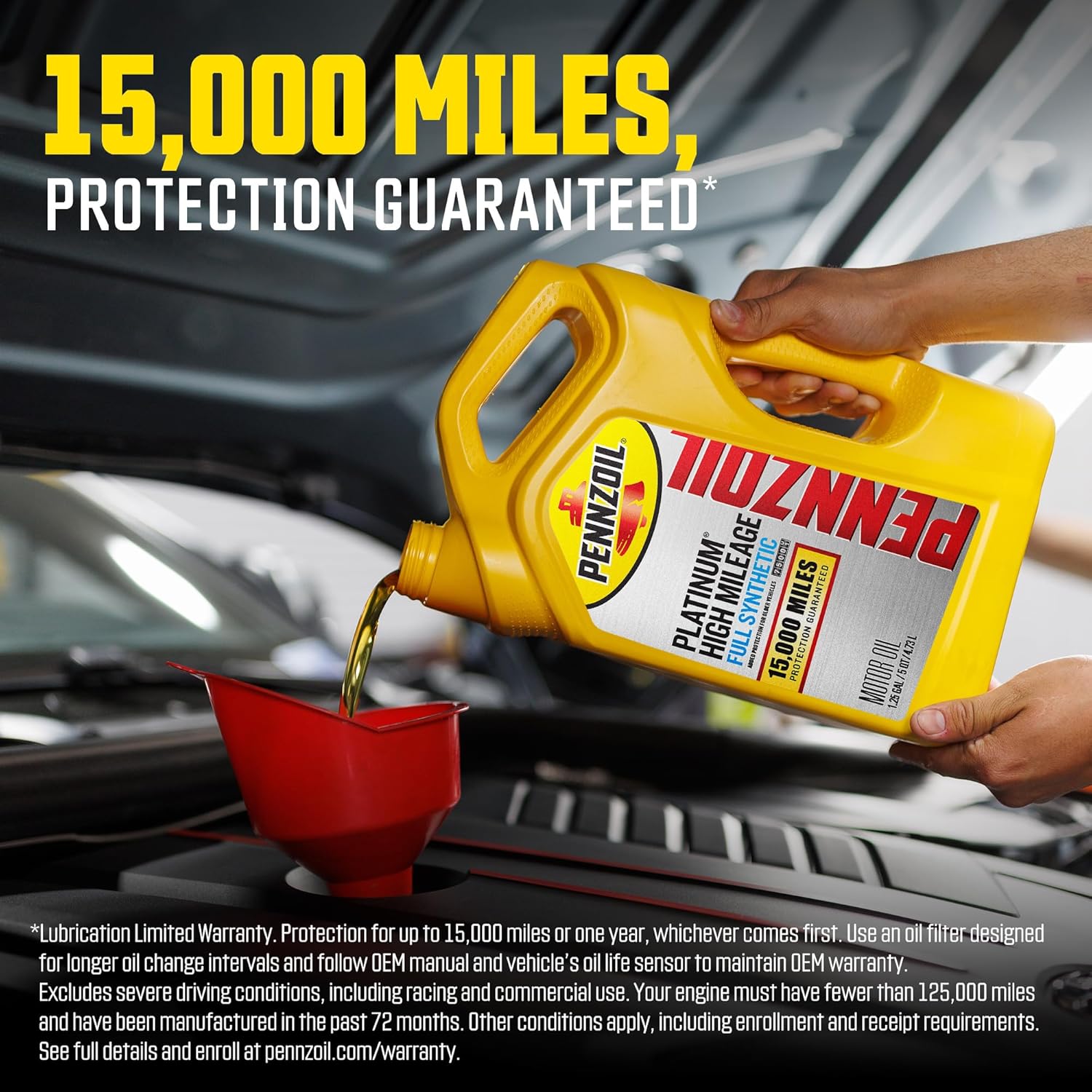 Aceite de motor Pennzoil Platinum High Mileage Full Synthetic 10W-30, 1 cuarto de galón (paquete de 6)
