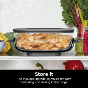Ninja 2.5-QT CleanCrisp™ Glass Container with Storage lid, Compatible with Ninja Crispi Portable Cooking System, Microwave, Freezer & Dishwasher Safe, PFAS & PTFE Free Glass Cooking Surface, XSKSFNMED