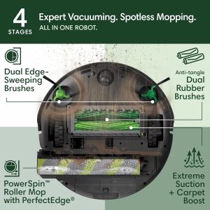 iRobot Roomba Max 705 Combo Robot Aspirador y Trapeador + Estación de Autolavado – Rodillo de Limpieza Autolimpiante Extensible, Funda de Trapeador Retráctil, Cepillos Duales, Vaciado Automático