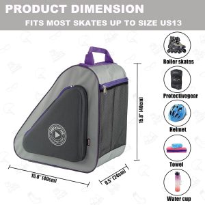 Skate Bag for Ice, Inline, Roller & Quad Skates - Kids & Adults