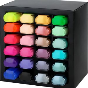 Faber-Castell Juego de escritorio resaltador, surtido de 24 marcadores de punta de cincel, juego metálico, neón y pastel, resaltadores finos que no se corren, suministros de papelería y diario de viñetas, regalos para artistas